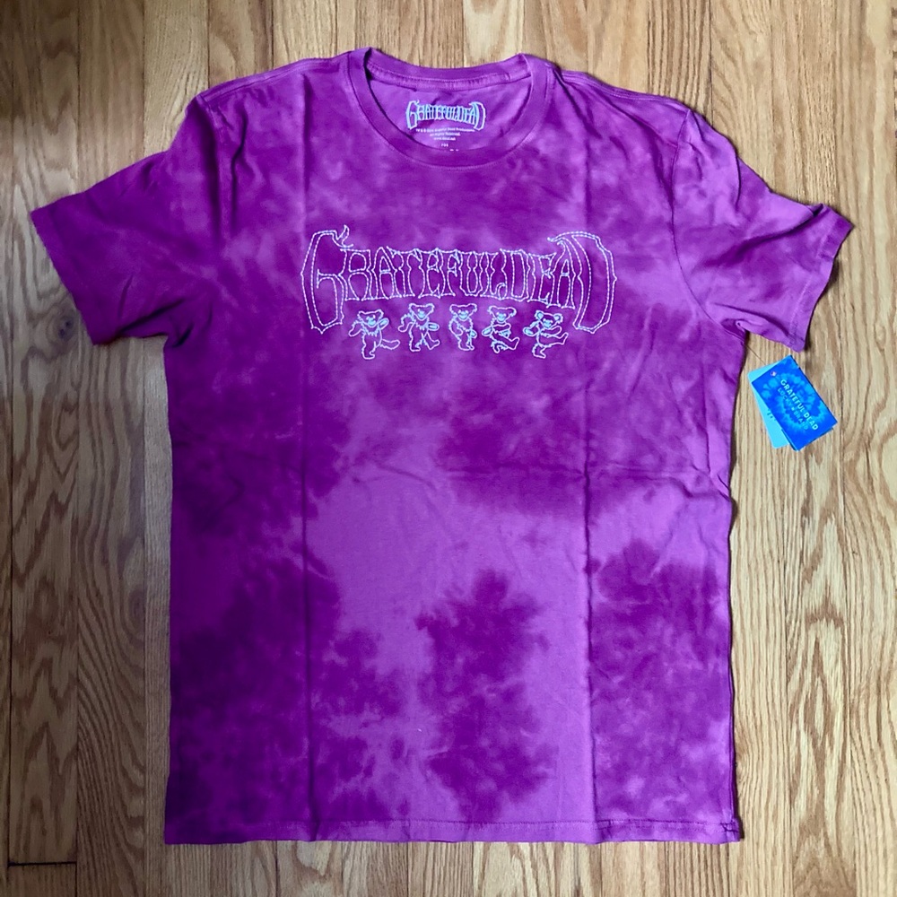 Grateful Dead Red Tie Dye Embroidered Shirt - Marching Bears ❤️💙❤️💙
